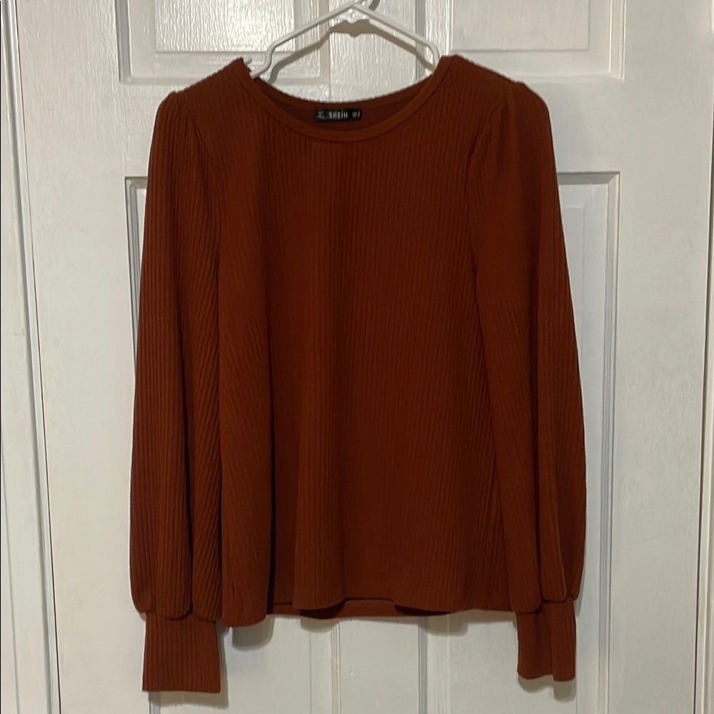 Women's Ribbed Rust Orange Top